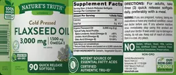 Label for Flaxseed Oil 3,000 mg