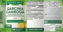 Label for Garcinia Cambogia plus Chromium Picolinate