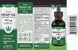 Label for Hemp Oil 925 mg