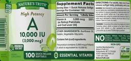 Label for High Potency A 10,000 IU (3,000 mcg)