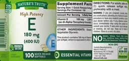 Label for High Potency E 180 mg (400 IU)