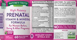 Label for High Potency Prenatal Vitamin & Mineral Formula