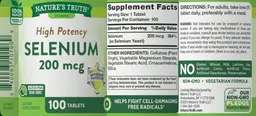 Label for High Potency Selenium 200 mcg