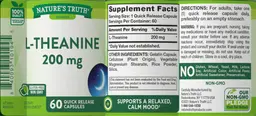 Label for L-Theanine 200 mg