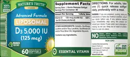 Label for Liposomal D3 5,000 IU (125 mcg)
