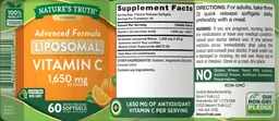 Label for Liposomal Vitamin C 1,650 mg