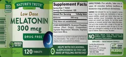 Label for Low Dose Melatonin 300 mcg