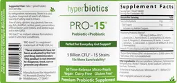 Label for PRO-15 Prebiotic+Probiotic