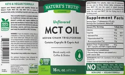 Label for MCT Oil Unflavored