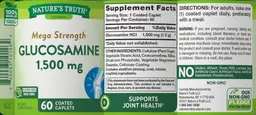 Label for Mega Strength Glucosamine 1,500 mg