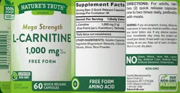 Label for Mega Strength L-Carnitine 1,000 mg