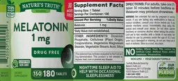 Label for Melatonin 1 mg