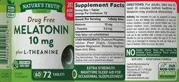 Label for Melatonin 10 mg plus L-Theanine
