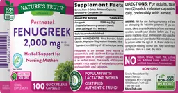 Label for Postnatal Fenugreek 2,000 mg