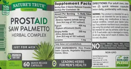 Label for Prostaid Saw Palmetto Herbal Complex