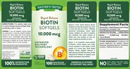 Label for Rapid Release Biotin Softgels 10,000 mcg