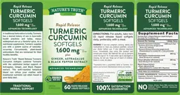 Label for Rapid Release Turmeric Curcumin 1,600 mg Softgels