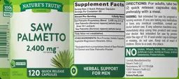 Label for Saw Palmetto 2,400 mg