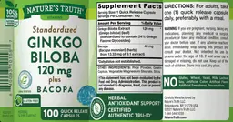 Label for Standardized Ginkgo Biloba 120 mg plus Bacopa