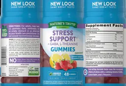 Label for Stress Support Gummies Natural Lemon & Strawberry Flavor
