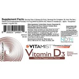Label for Vitamin D3 Natural Peppermint Flavor
