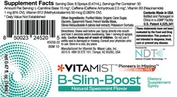 Label for B-Slim-Boost Natural Spearmint Flavor
