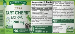Label for Ultra Tart Cherry Extract 1,200 mg