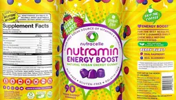Label for Nutramin Energy Boost Berry Blast