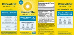 Label for Probiotics Healthy Weight Support 20 Billion CFU