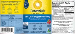 Label for Probiotics Extra Care Digestive Gummy