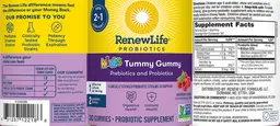 Label for Probiotics Kids Tummy Gummy Raspberry Flavor