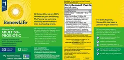 Label for Ultimate Flora Adult 50+ Probiotic 30 Billion