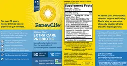 Label for Ultimate Flora Extra Care Probiotic 50 Billion