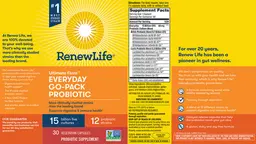 Label for Ultimate Flora Everyday Go-Pack Probiotic 15 Billion