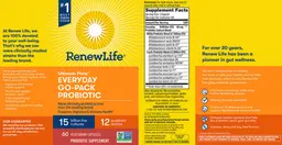Label for Ultimate Flora Everyday Go-Pack Probiotic 15 Billion