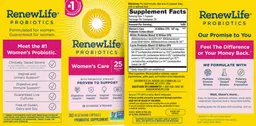 Label for Probiotics Women's Care 25 Billion CFU