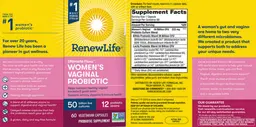 Label for Ultimate Flora Women's Vaginal Probiotic 50 Billion