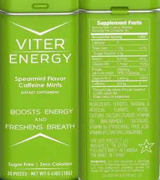Label for Viter Energy Spearmint Flavor