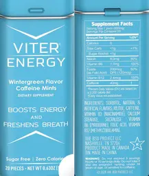 Label for Viter Energy Wintergreen Flavor