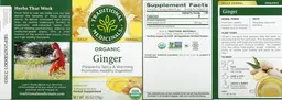 Label for Organic Ginger