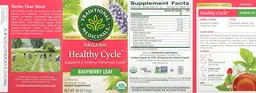 Label for Organic Healthy Cycle Raspberry Leaf