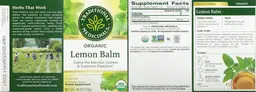 Label for Organic Lemon Balm