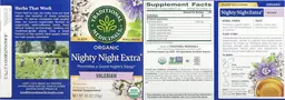 Label for Organic Nighty Night Extra Valerian