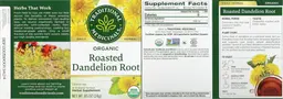 Label for Organic Roasted Dandelion Root