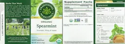 Label for Organic Spearmint