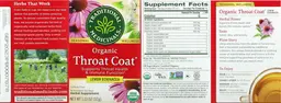 Label for Organic Throat Coat Lemon Echinacea