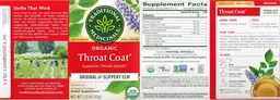 Label for Organic Throat Coat Original with Slippery Elm