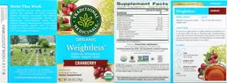 Label for Organic Weightless Cranberry