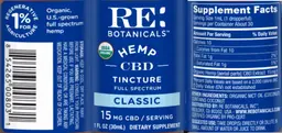 Label for Hemp CBD Tincture Classic 15 mg