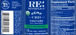 Label for Hemp CBD Tincture Peppermint 15 mg